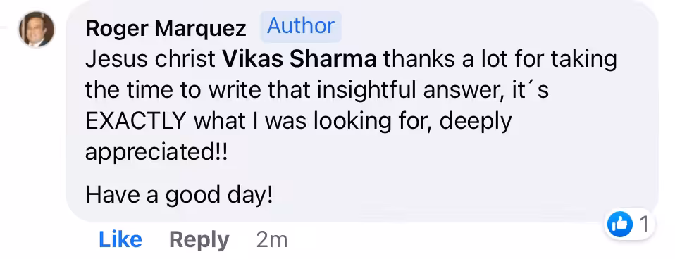 feed back from roger